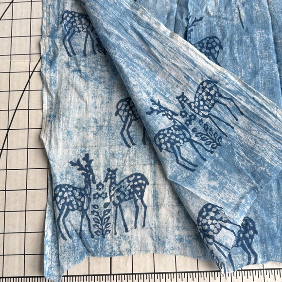 Vintage Indian Block Print Cotton Fabric – Blue Deer Motif – 3 Yards - Picture 6 of 11